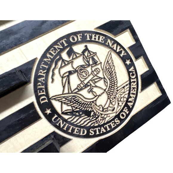 Handcrafted Wooden‎ American Flag Navy Challenge Coin Display - Picture 3 of 3